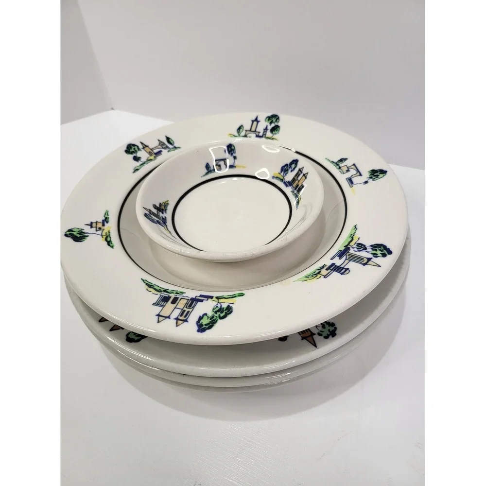 Vintage Syracuse Sterling China Cloister Hotel Sea Island Georgia Dish Set 5pc